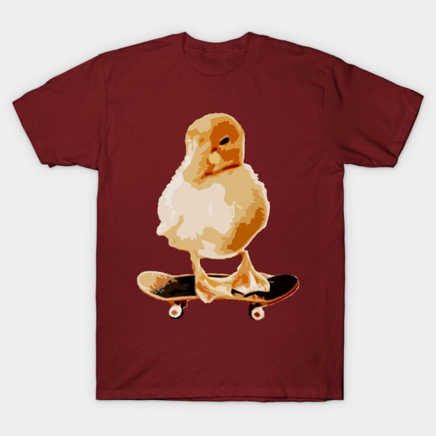 Cute Duck Doing Funny Skateboarding Tricks on Skateboard Funny Skater of the Year T-Shirt by Mochabonk